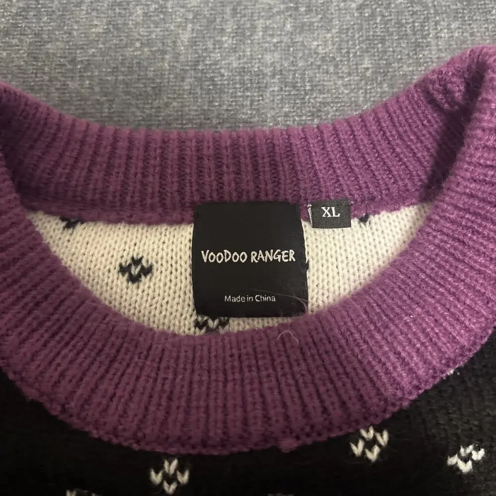 Voodoo Ranger Sweater Mens XL Purple Black Skull Beer Christmas Holiday Ugly